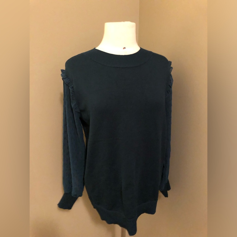 Indigo Rose Sheer Long  Sleeve Sweater Size Large